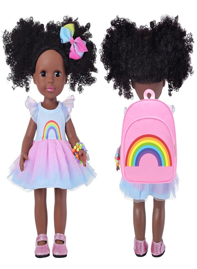 BDDOLL 14.5 Inch Black Dolls with Black Baby Doll Clothes and Accessories Including Backpacks, Shoes, Cameras, Cell Phones, Lollipops, Bracelets, Hair Clips, Notebooks, Stickers - Image 4
